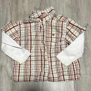 4/$30 Plaid Kids Shirt with White Sleeves